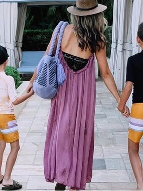 Zara Plum Ruffled Spaghetti Strap Dress